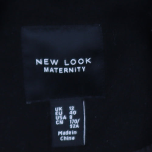 New Look Maternity Black Faux Fur Hooded Mid-Length Coat UK 12