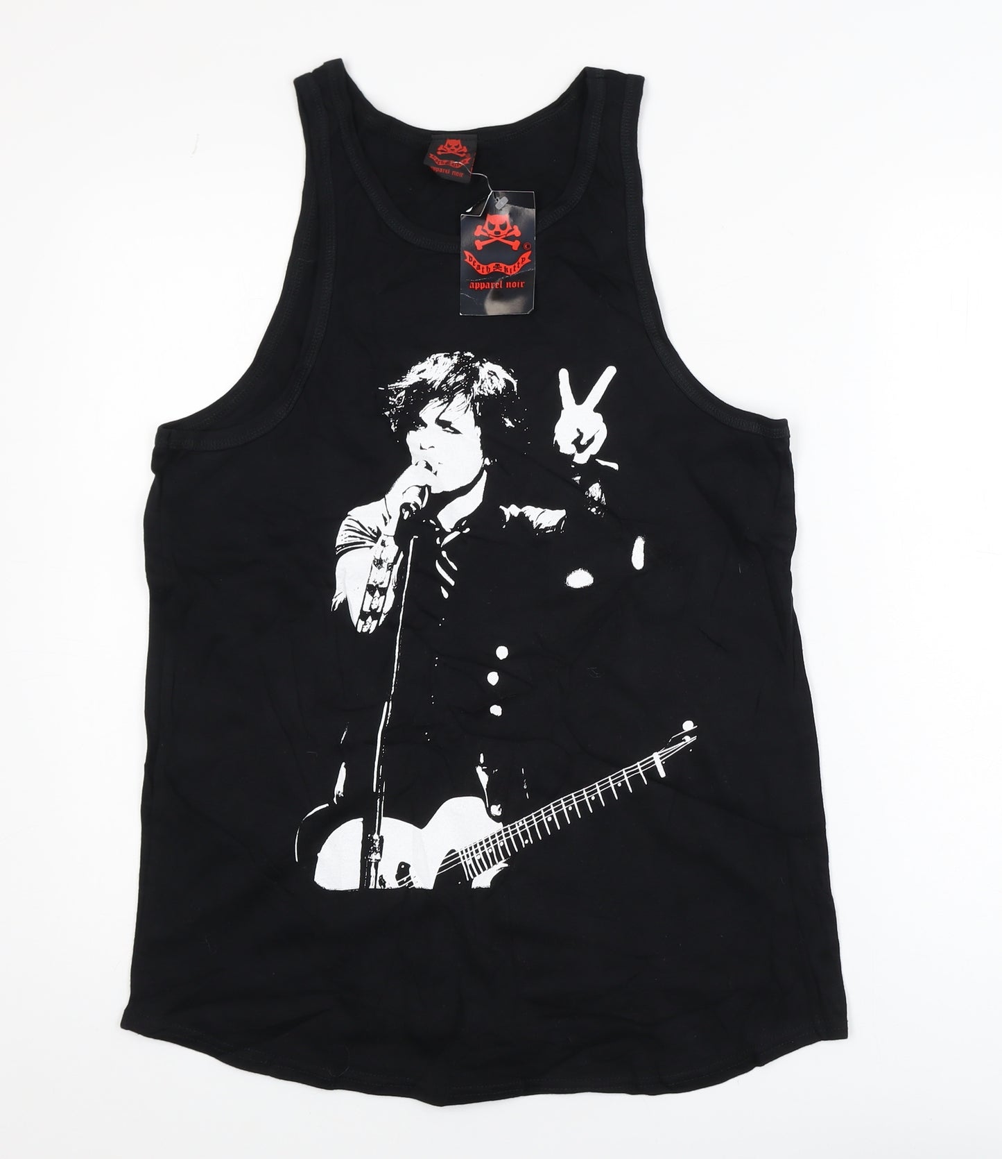 Death Kitty Men's Black Cotton Rock Graphic Tank Top Size S