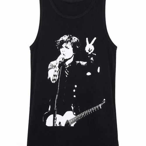 Death Kitty Men's Black Cotton Rock Graphic Tank Top Size S