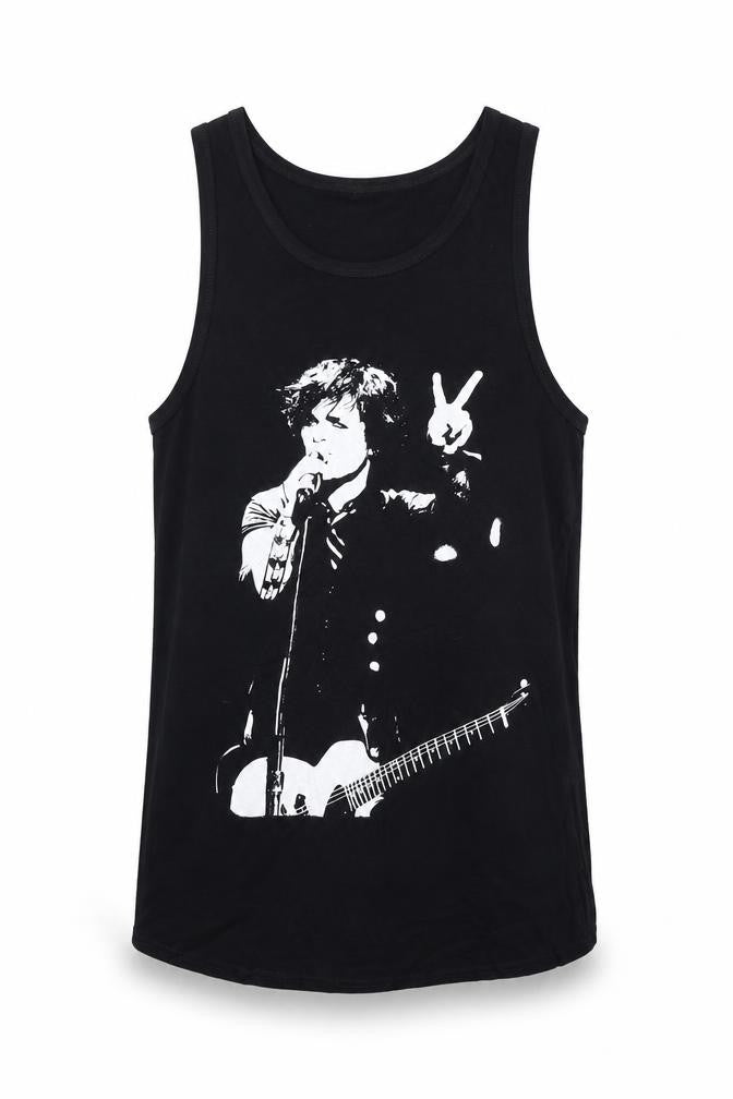 Death Kitty Men's Black Cotton Rock Graphic Tank Top Size S