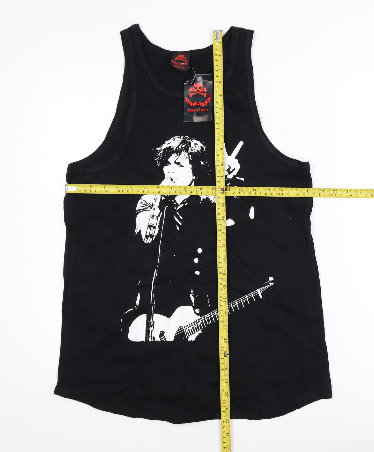 Death Kitty Men's Black Cotton Rock Graphic Tank Top Size S