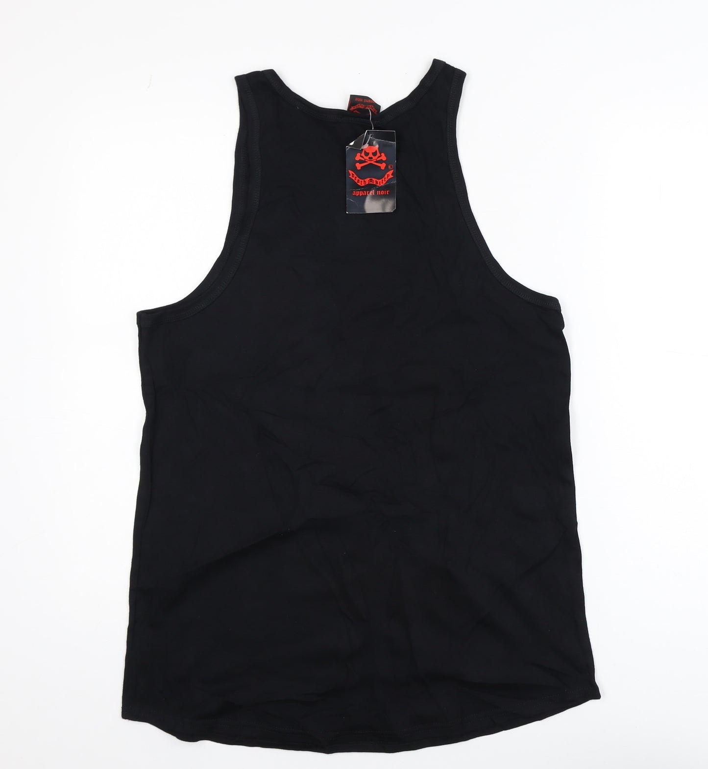 Death Kitty Men's Black Cotton Rock Graphic Tank Top Size S