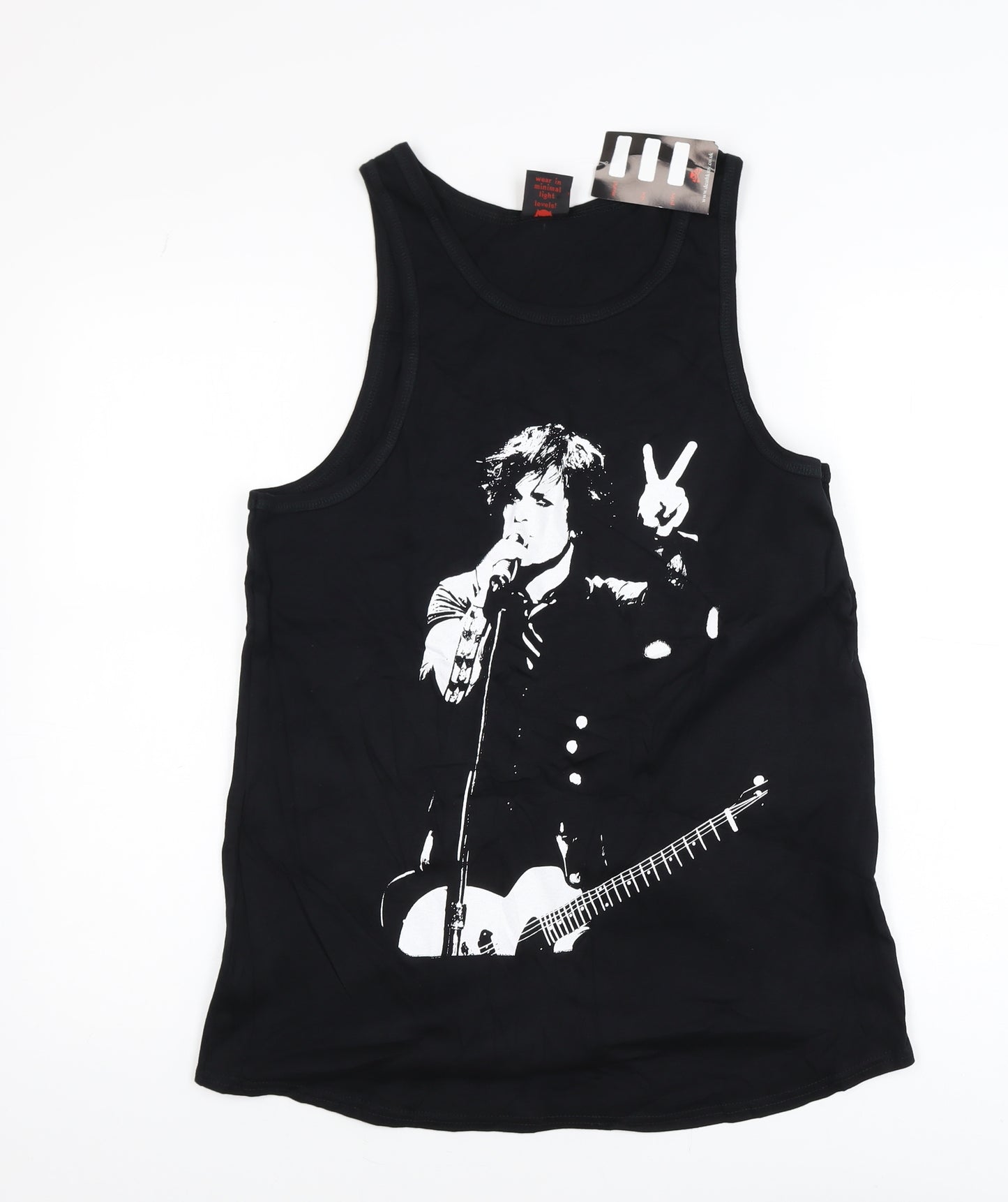 Death Kitty Men's Black 100% Cotton Graphic Tank Top Size L