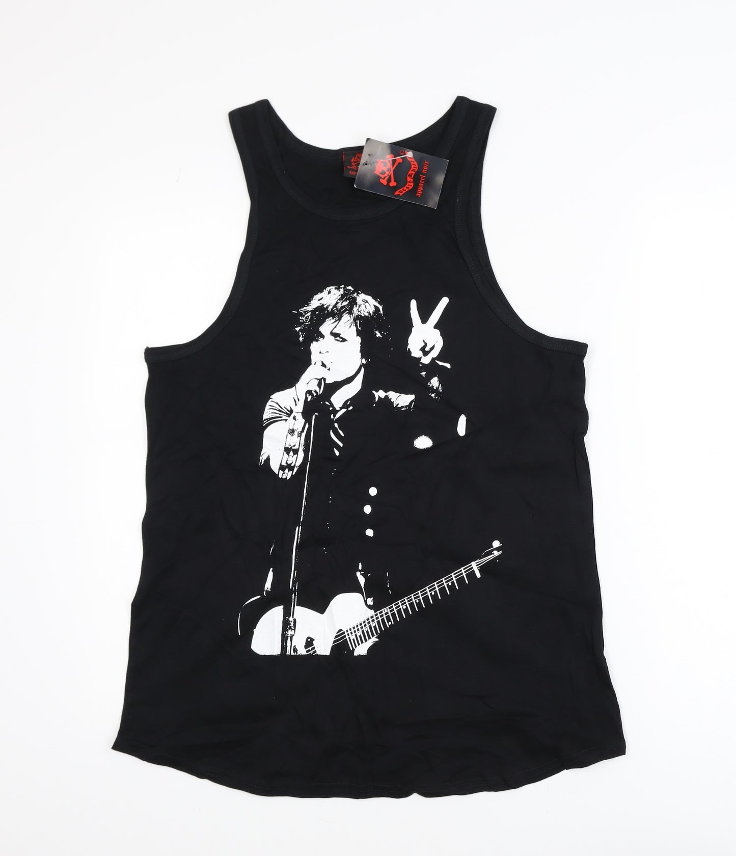 Death Kitty Men's Black Graphic Rock Cotton Tank Top M