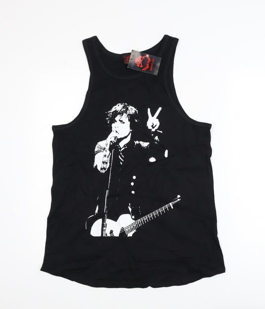 Death Kitty Men's Black Graphic Rock Cotton Tank Top M