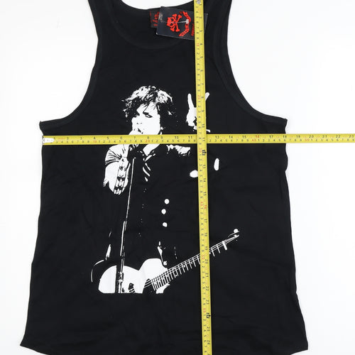 Death Kitty Men's Black Graphic Rock Cotton Tank Top M