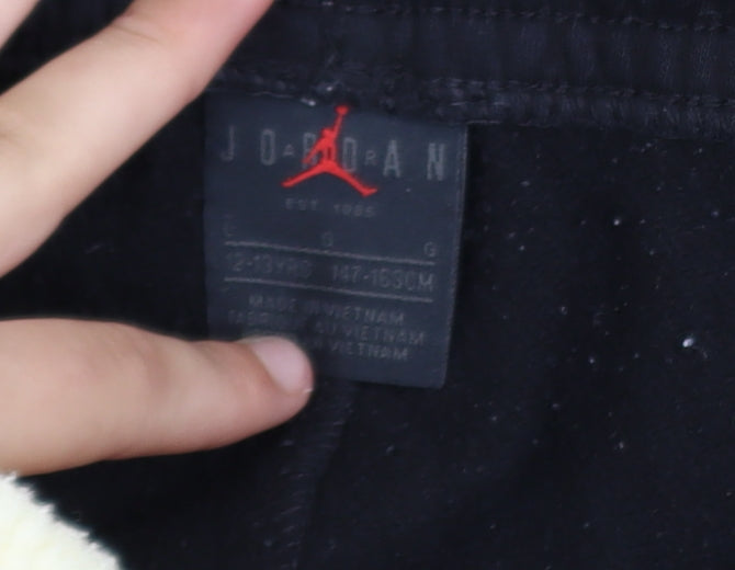Jordan Boys Black Jogger Sweatpants 12-13 Years Fleece Elastic Waist