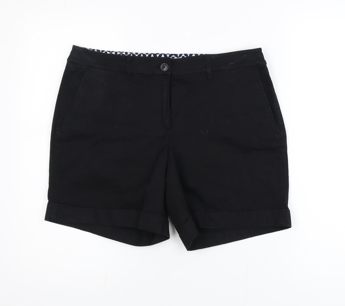 Boden Women's Black Chino Shorts Size 12 Regular Stretch Cotton