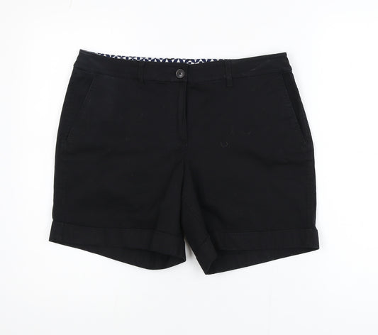 Boden Women's Black Chino Shorts Size 12 Regular Stretch Cotton