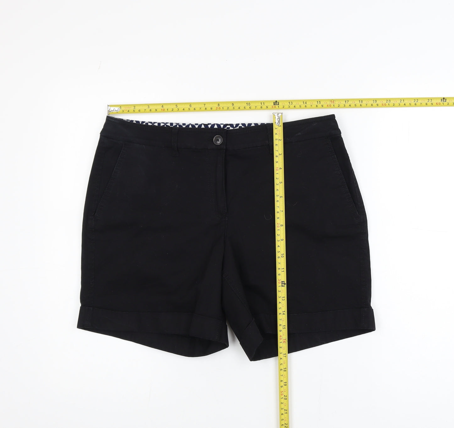 Boden Women's Black Chino Shorts Size 12 Regular Stretch Cotton