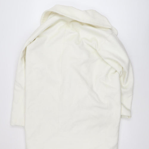 ASOS Women White Mid-Length Pea Coat Size 10 Classic Buttoned