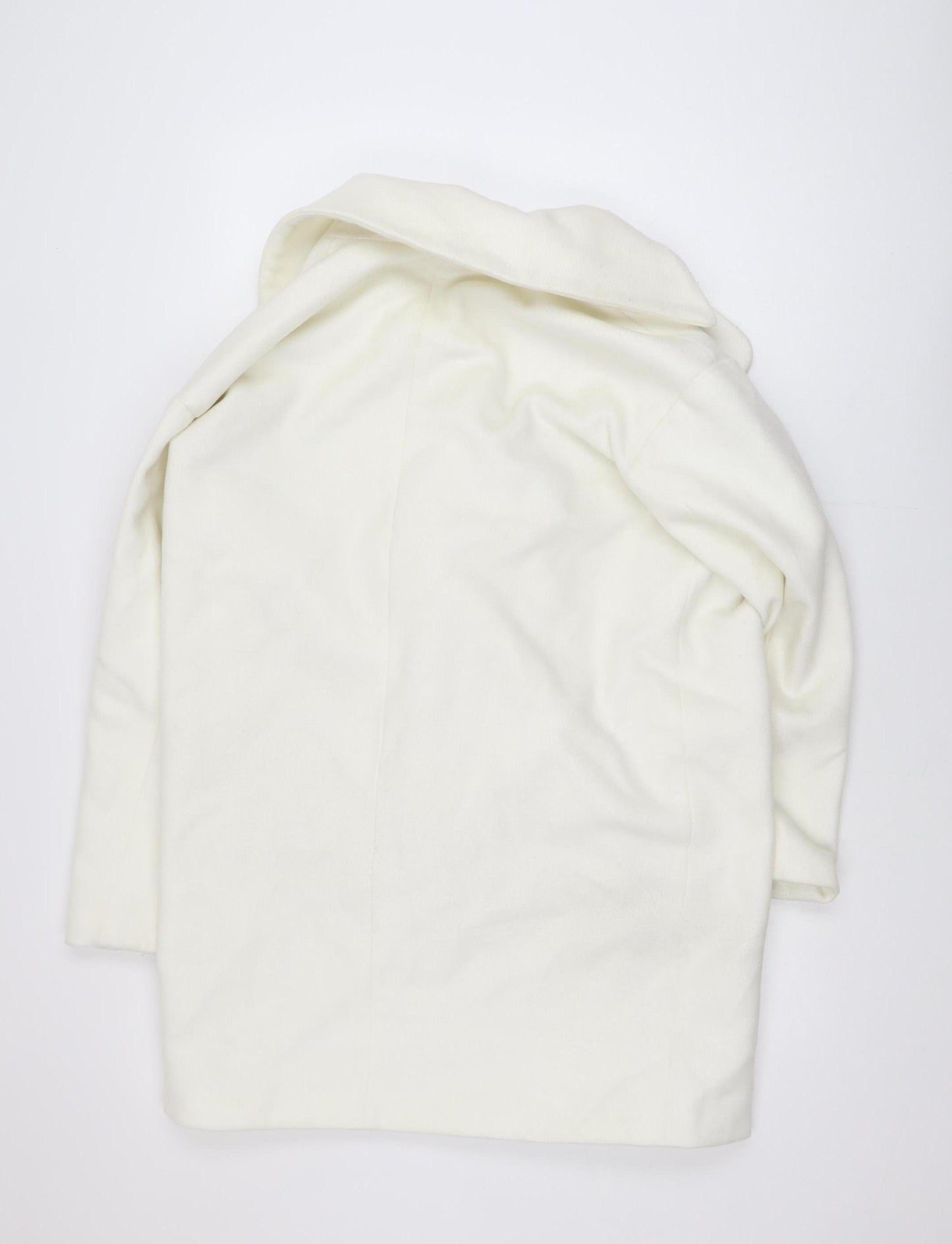 ASOS Women White Mid-Length Pea Coat Size 10 Classic Buttoned