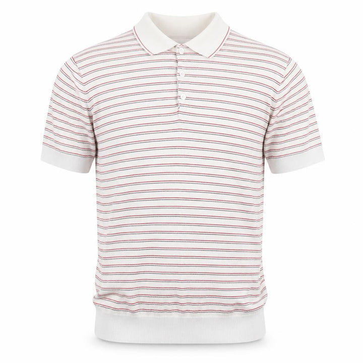 French Connection Men's White Striped Cotton Polo Shirt L