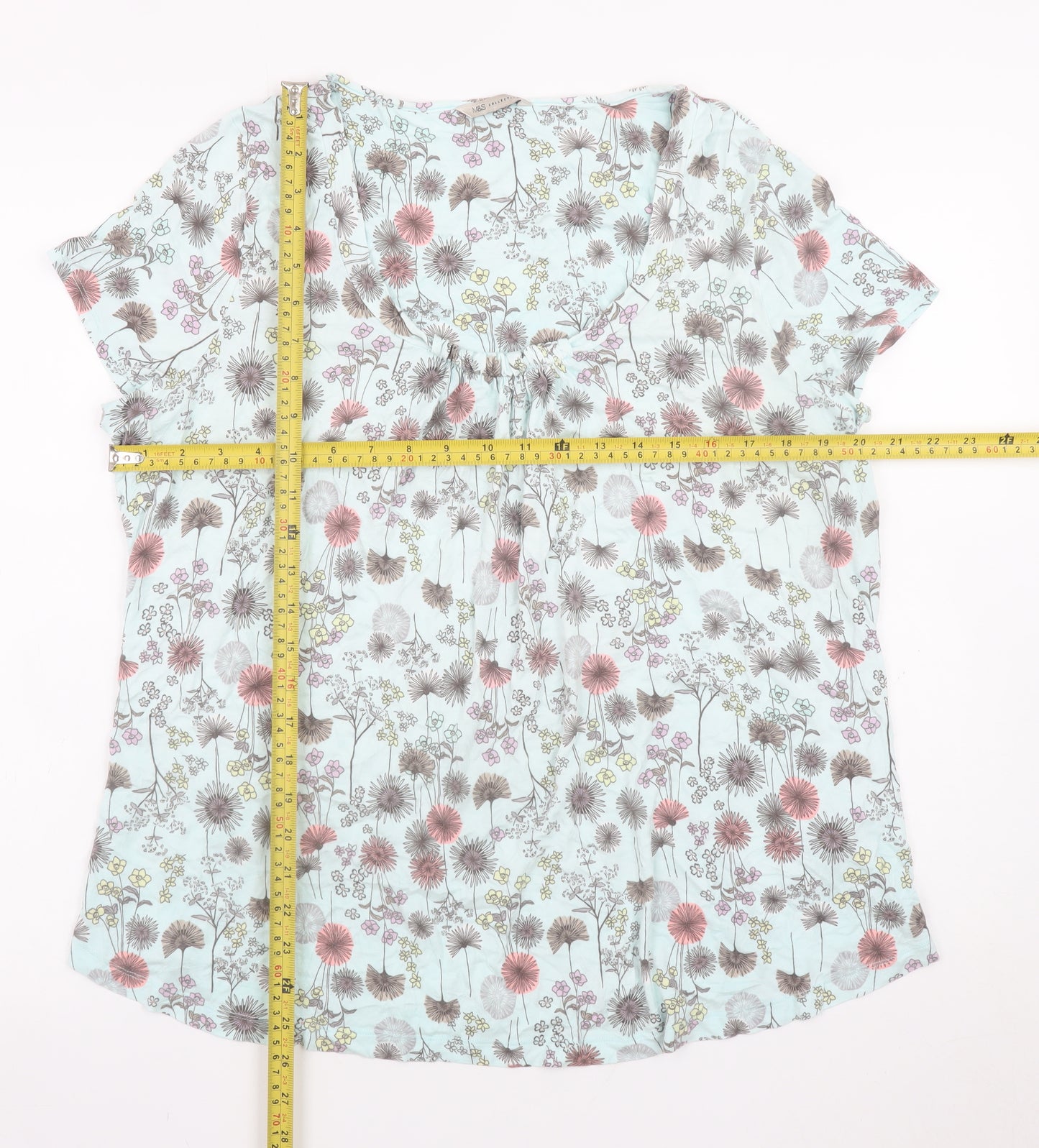 Marks and Spencer Womens Multicoloured Floral Jersey T-Shirt Size 18