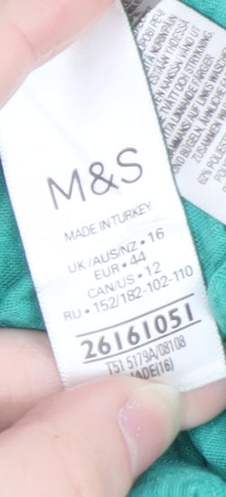 Marks and Spencer Women’s Green Short Sleeve Jersey T-Shirt Size 16