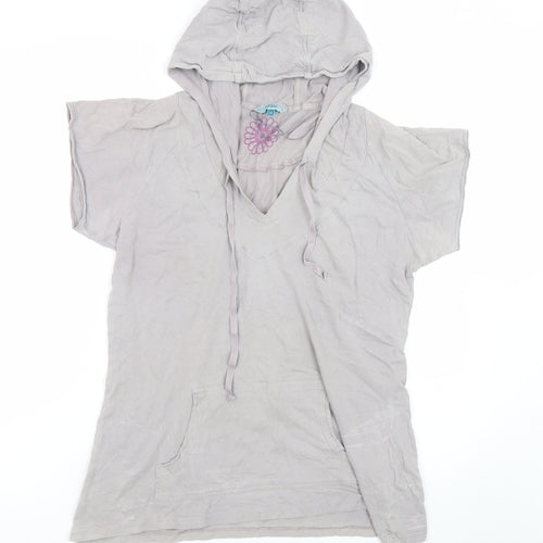 Fat Face Women Beige Short Sleeve Cotton Pullover Hoodie Size 16