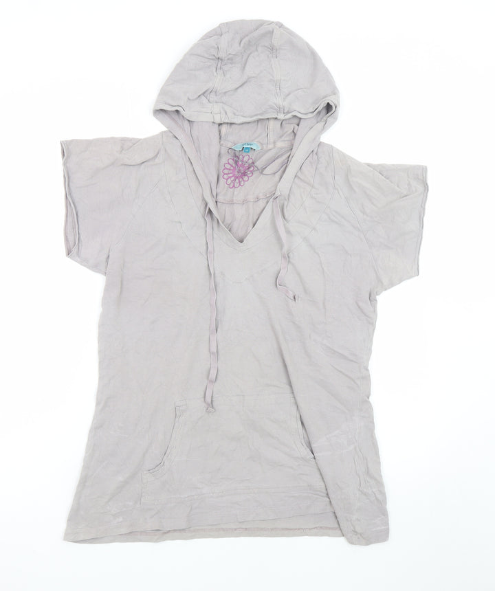 Fat Face Women Beige Short Sleeve Cotton Pullover Hoodie Size 16