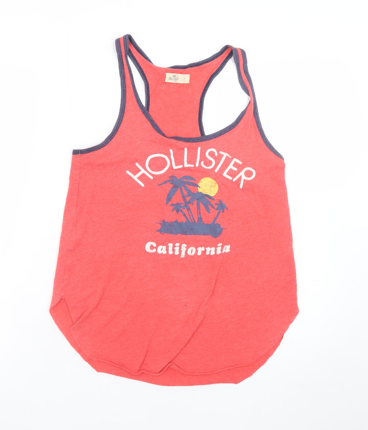 Hollister Men’s Red Sleeveless California Graphic T-Shirt Size S