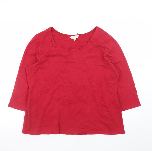Seasalt Cornwall Womens Red 3/4 Sleeve Organic Cotton Scoop Neck T-Shirt UK 16