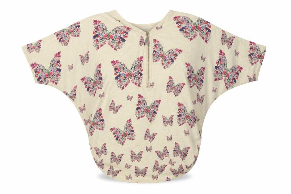 Front view of Apricot women’s beige butterfly batwing blouse, size S