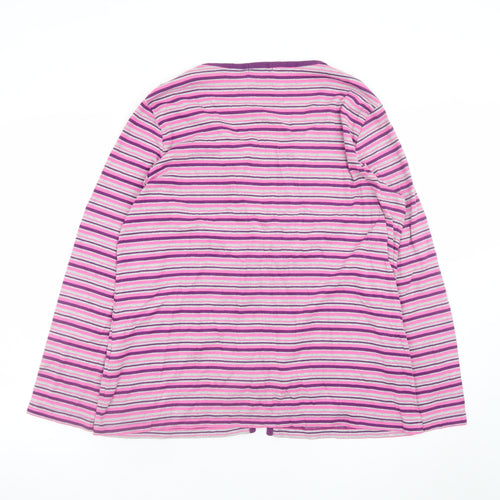 Bm Women’s Multicoloured Striped V-Neck Long Sleeve Button-Up Top Size L