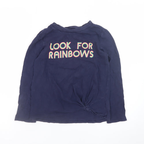 GAP Kids Girls Navy Long Sleeve Look For Rainbows T-Shirt Size M Supersoft