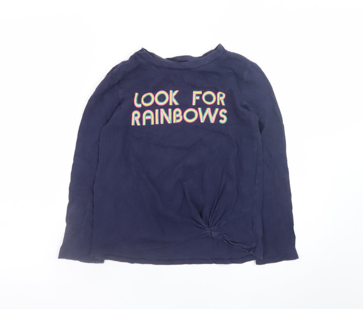GAP Kids Girls Navy Long Sleeve Look For Rainbows T-Shirt Size M Supersoft