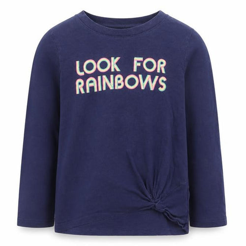 GAP Kids Girls Navy Long Sleeve Look For Rainbows T-Shirt Size M Supersoft