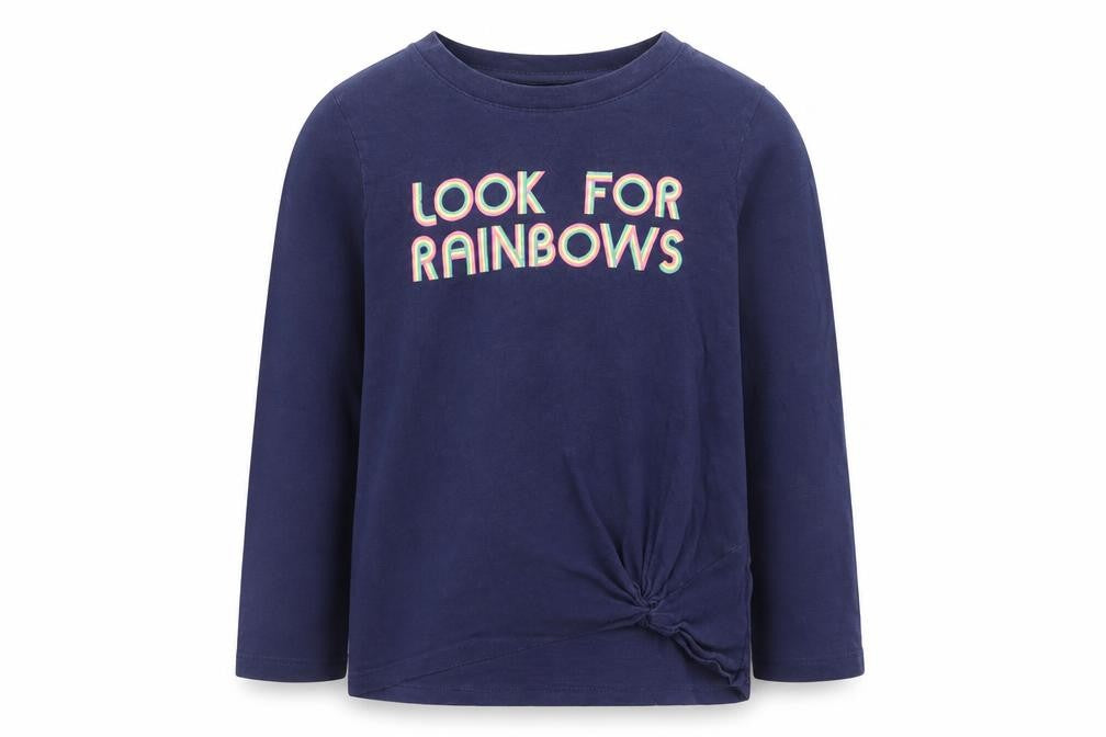 GAP Kids Girls Navy Long Sleeve Look For Rainbows T-Shirt Size M Supersoft