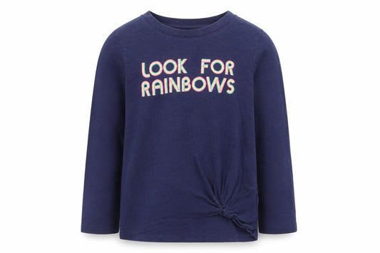 GAP Kids Girls Navy Long Sleeve Look For Rainbows T-Shirt Size M Supersoft