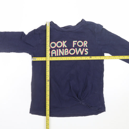 GAP Kids Girls Navy Long Sleeve Look For Rainbows T-Shirt Size M Supersoft