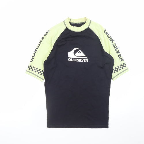 Quiksilver Men's Black Lime Short Sleeve Rash Guard T-Shirt L
