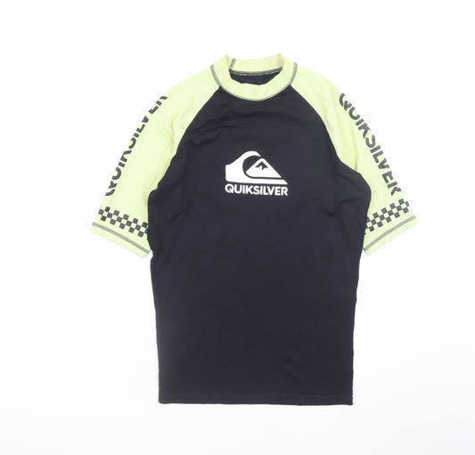 Quiksilver Men's Black Lime Short Sleeve Rash Guard T-Shirt L