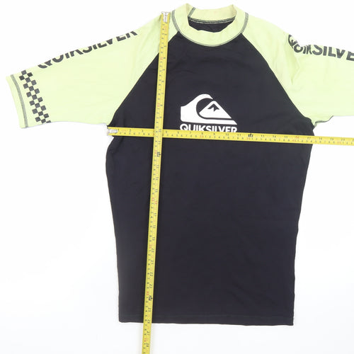 Quiksilver Men's Black Lime Short Sleeve Rash Guard T-Shirt L