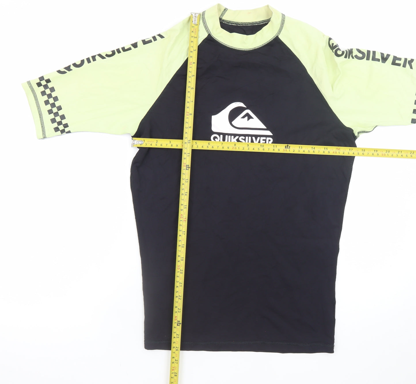 Quiksilver Men's Black Lime Short Sleeve Rash Guard T-Shirt L