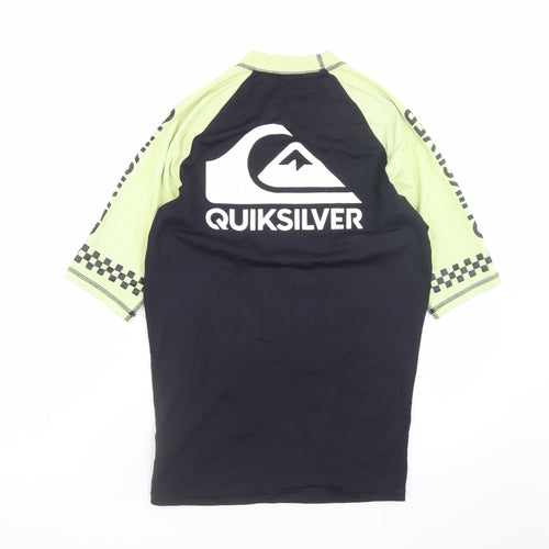 Quiksilver Men's Black Lime Short Sleeve Rash Guard T-Shirt L