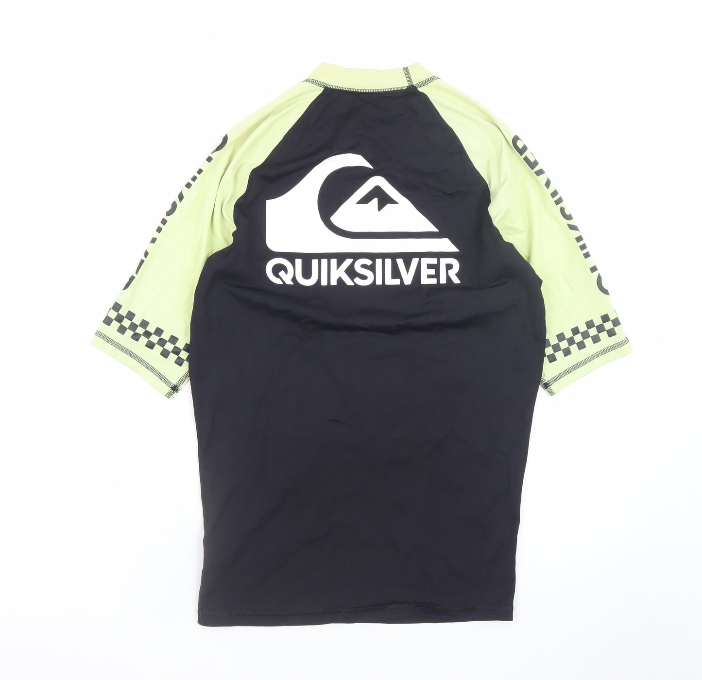 Quiksilver Men's Black Lime Short Sleeve Rash Guard T-Shirt L