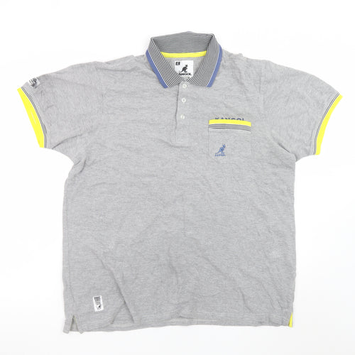 Kangol Men's Grey XL Collared Short Sleeve Cotton Polo Shirt