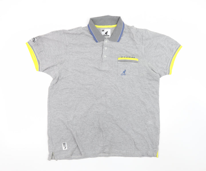 Kangol Men's Grey XL Collared Short Sleeve Cotton Polo Shirt