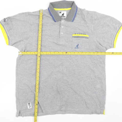 Kangol Men's Grey XL Collared Short Sleeve Cotton Polo Shirt