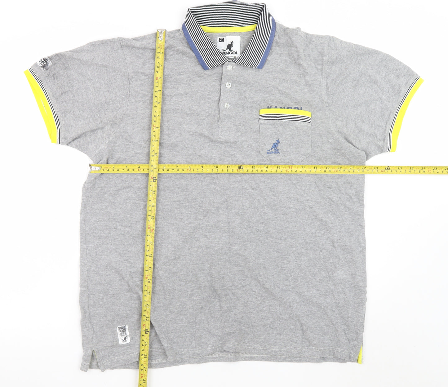 Kangol Men's Grey XL Collared Short Sleeve Cotton Polo Shirt
