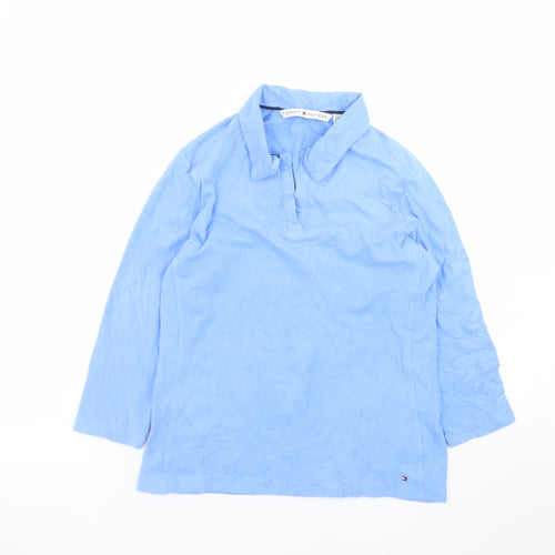 Tommy Hilfiger Women's Blue Cotton Long Sleeve Polo Shirt L