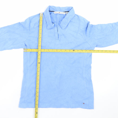 Tommy Hilfiger Women's Blue Cotton Long Sleeve Polo Shirt L