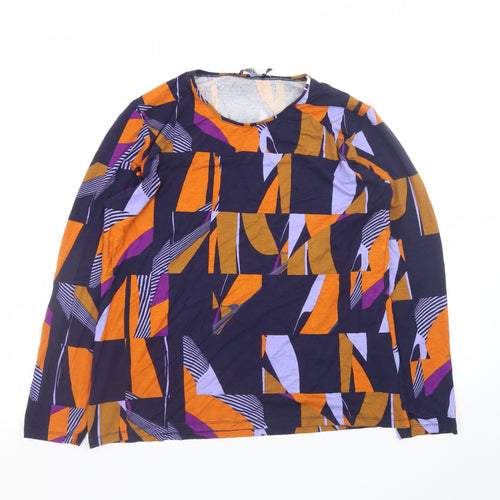 Sunday Women's Multicoloured Geometric Long Sleeve Viscose Jersey Blouse Size L