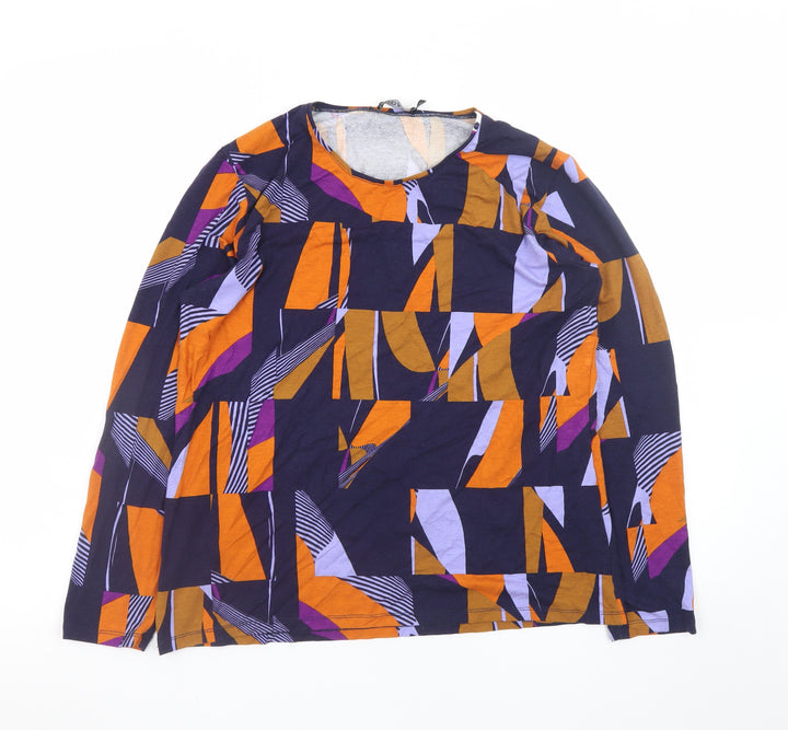 Sunday Women's Multicoloured Geometric Long Sleeve Viscose Jersey Blouse Size L