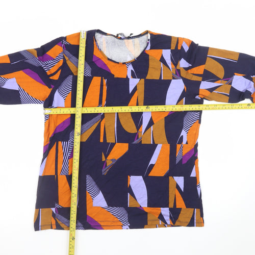 Sunday Women's Multicoloured Geometric Long Sleeve Viscose Jersey Blouse Size L
