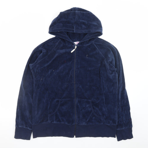 Tone Sport Women Navy Velour Full Zip Hoodie XXL Rhinestone Crown Design