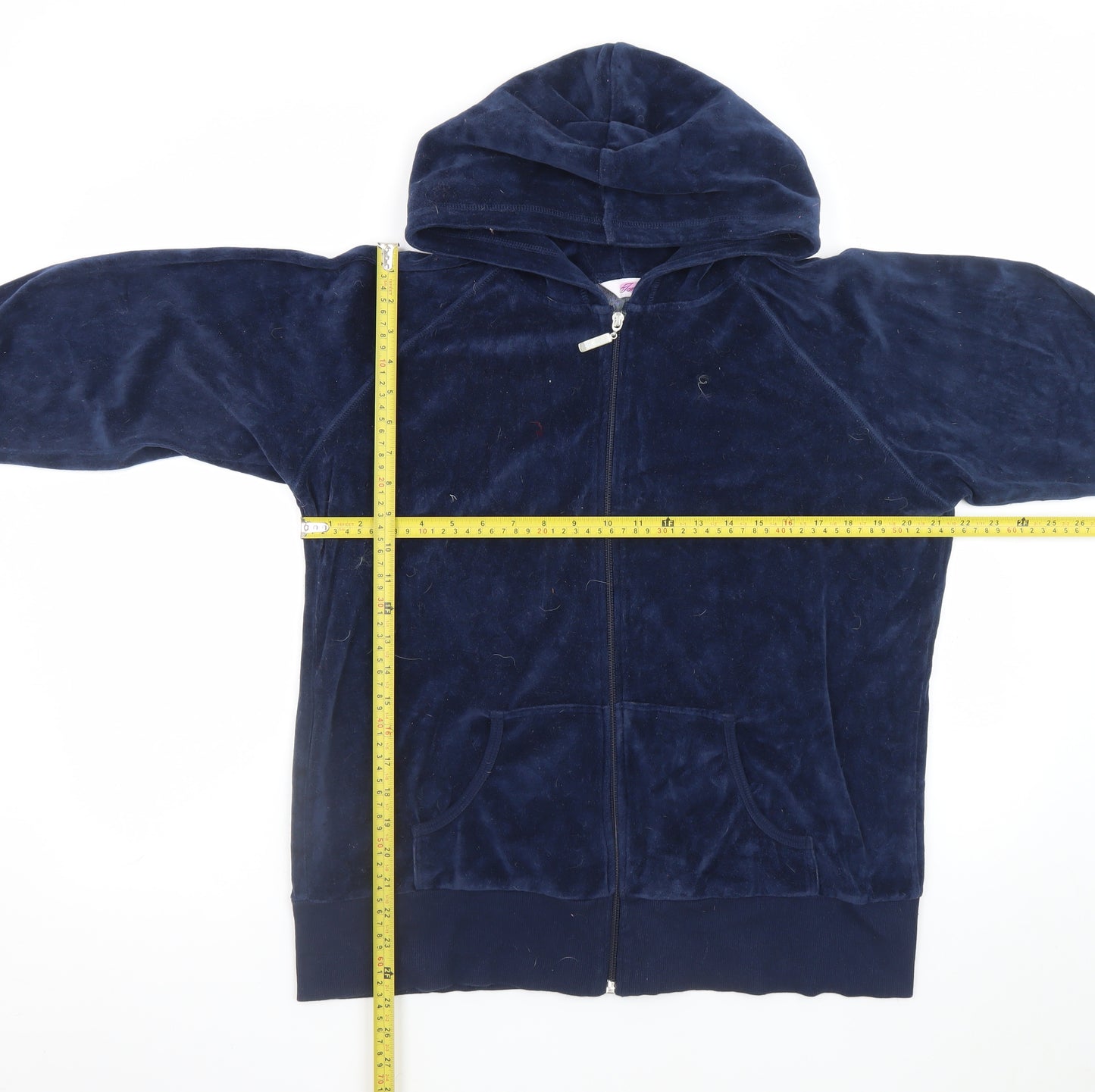 Tone Sport Women Navy Velour Full Zip Hoodie XXL Rhinestone Crown Design