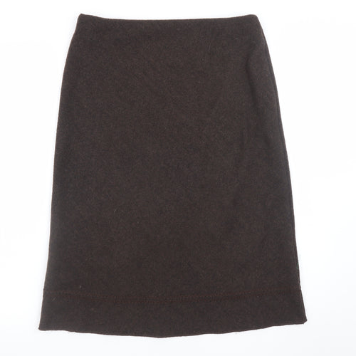 Marks and Spencer Women Brown Wool Blend Knee Length Pencil Skirt Size 12