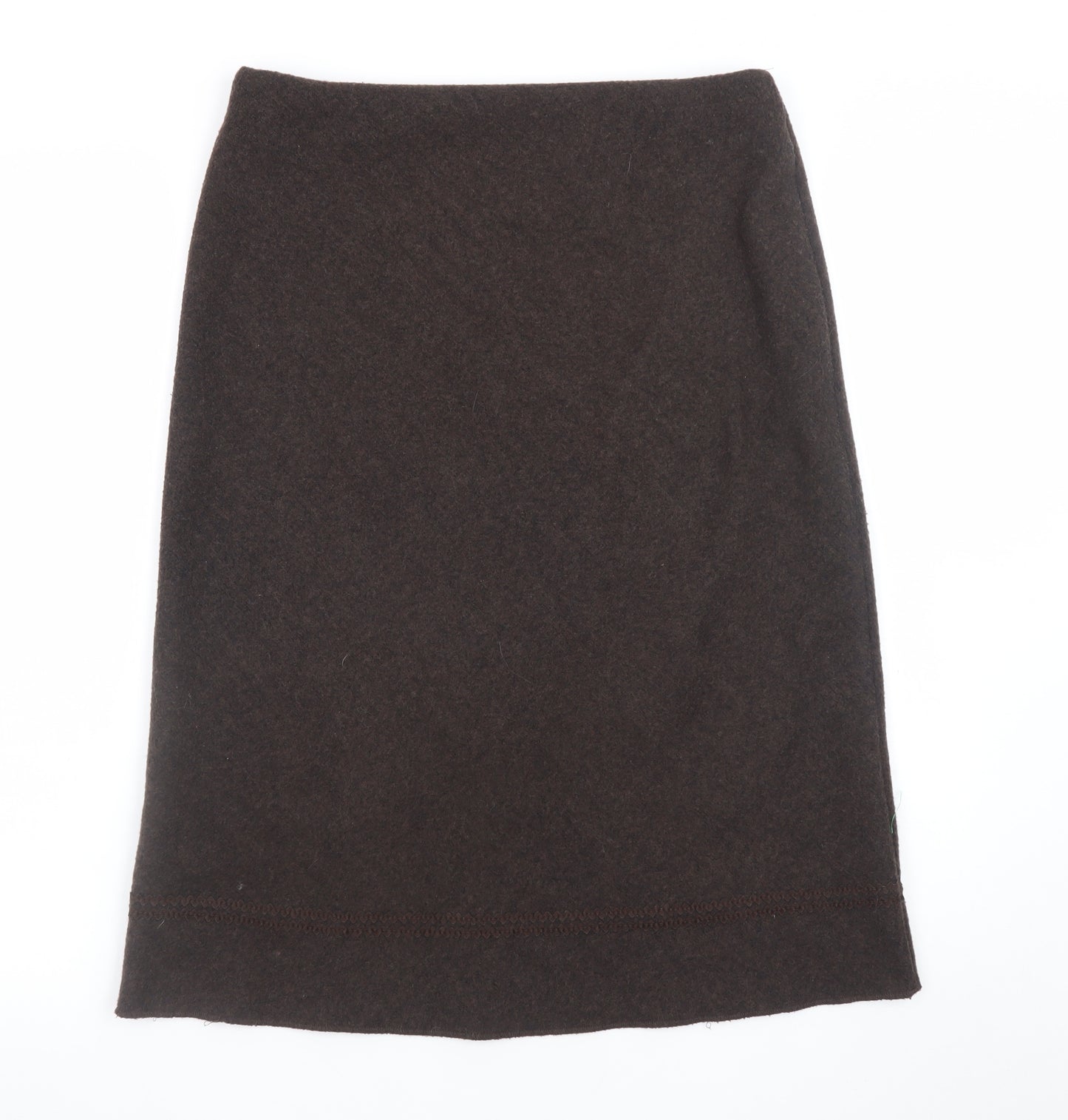 Marks and Spencer Women Brown Wool Blend Knee Length Pencil Skirt Size 12
